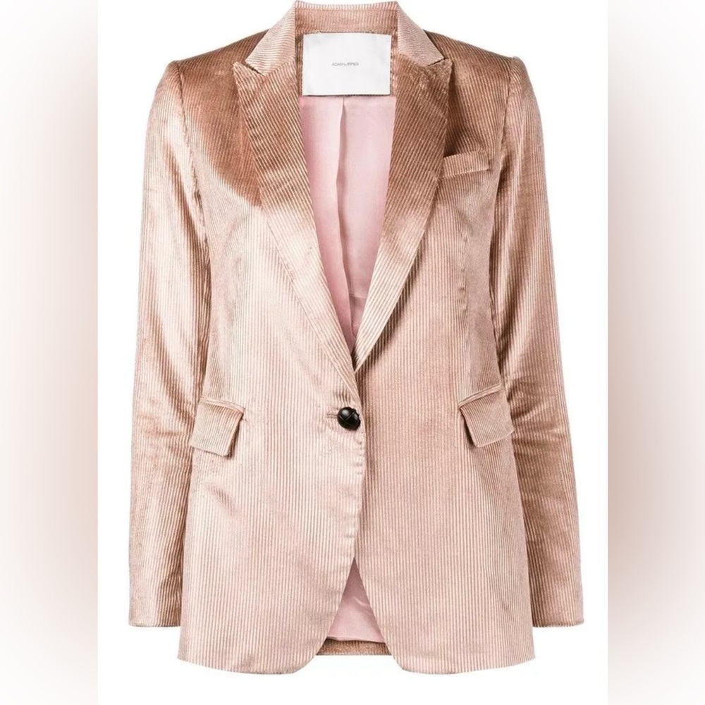 $1.8K Adam Lippes Collection Blush Pink Corduroy Boyfriend Blazer Jacket Size 6